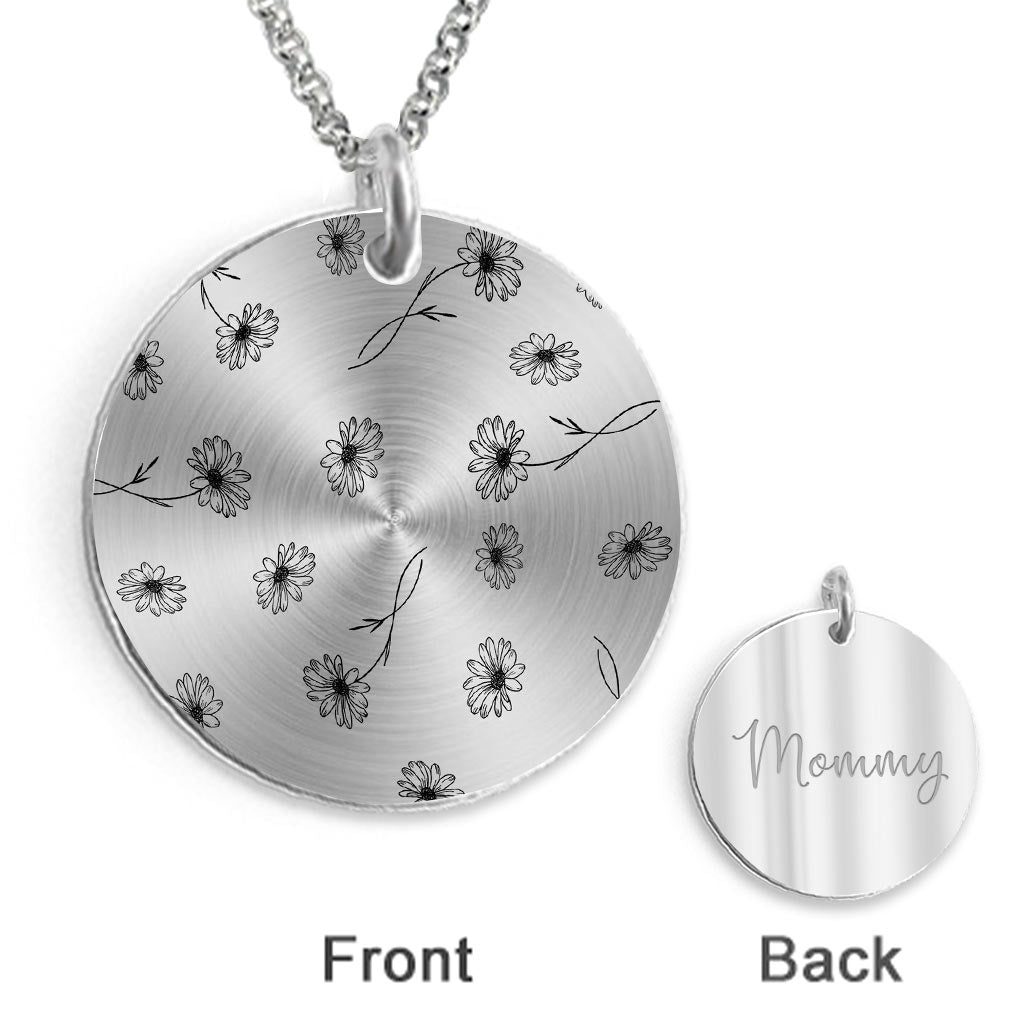 Fleurs de naissance de maman - Collier pendentif rond personnalisé pour la fête des mères