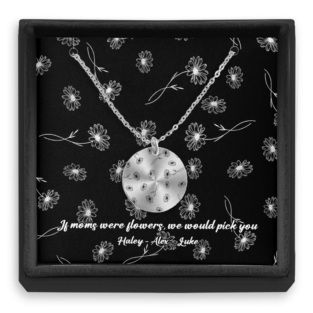 Fleurs de naissance de maman - Collier pendentif rond personnalisé pour la fête des mères