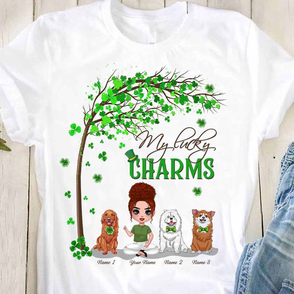 T-shirt et sweat à capuche personnalisés « Chiens et fille irlandais pour la Saint-Patrick » (fête irlandaise).