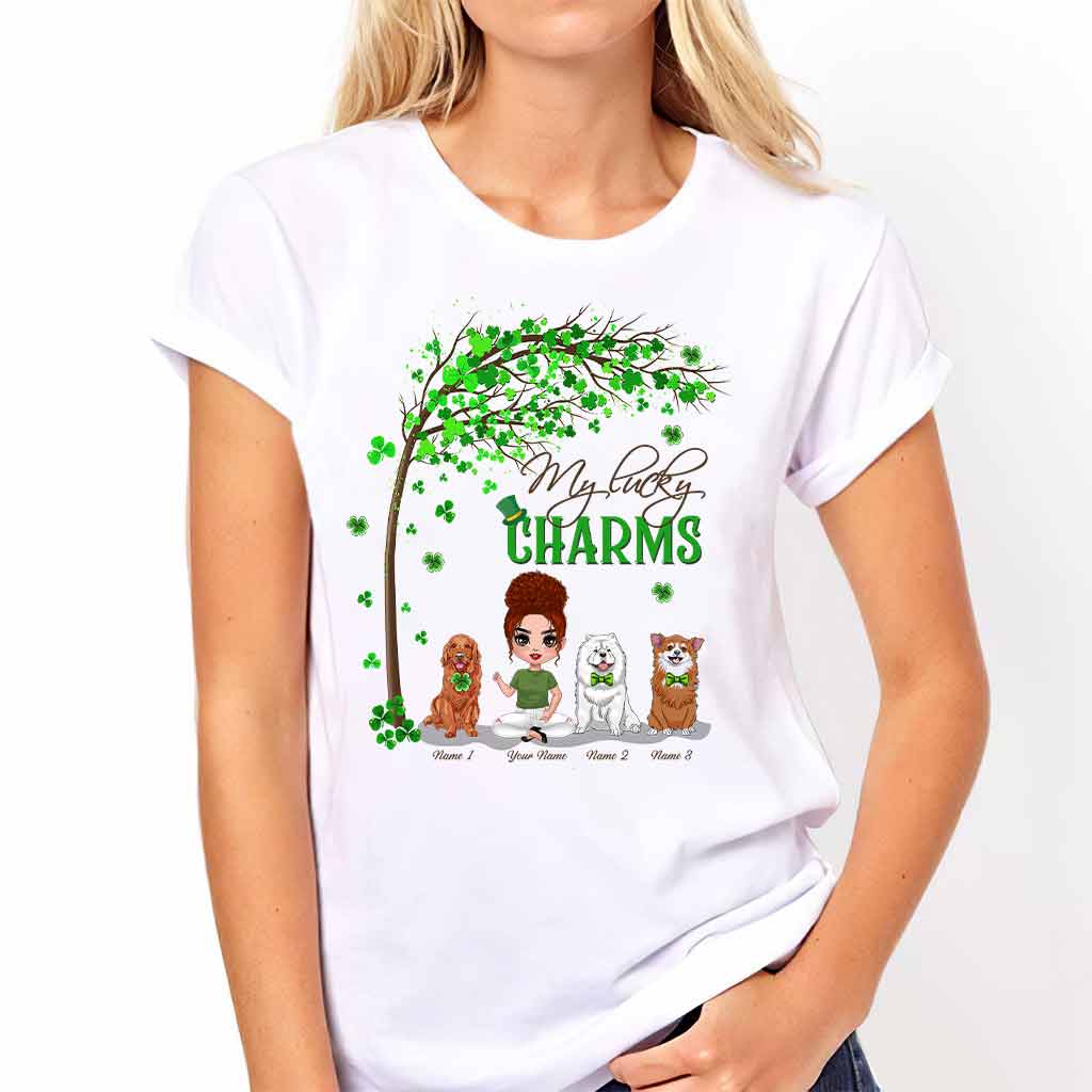 T-shirt et sweat à capuche personnalisés « Chiens et fille irlandais pour la Saint-Patrick » (fête irlandaise).