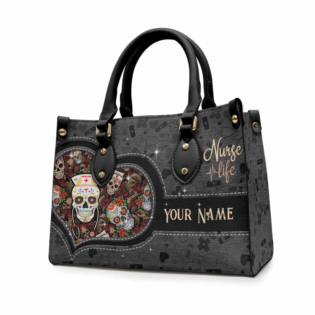 Vie d'infirmière - Sac à main en cuir personnalisé pour infirmière
