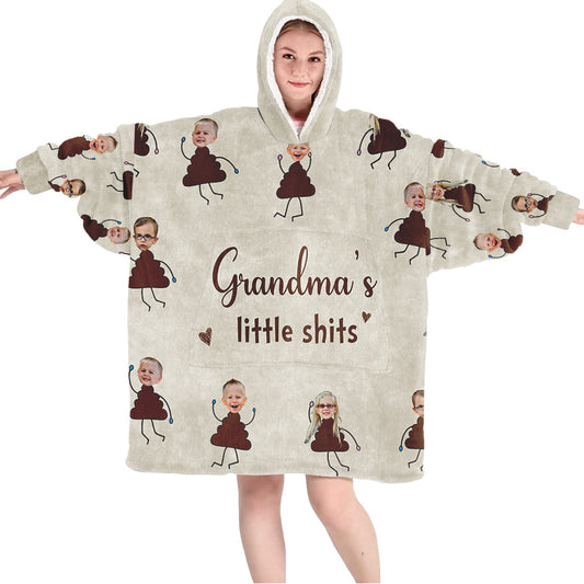 Les petits chouchous de grand-mère - Cadeau pour grand-mère, maman, papa, grand-père - Couverture à capuche personnalisée