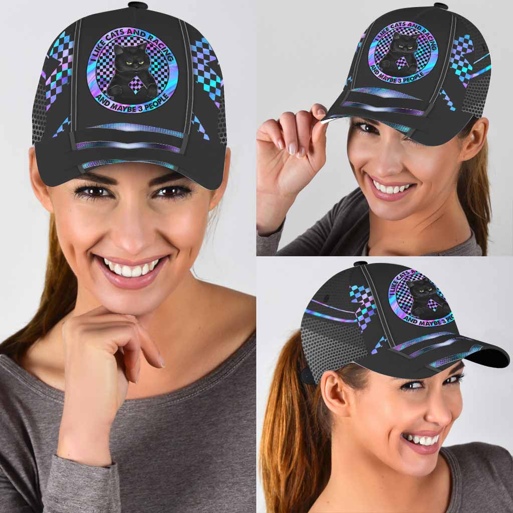 I Like Cats And Racing Cap With Printed Vent Holes