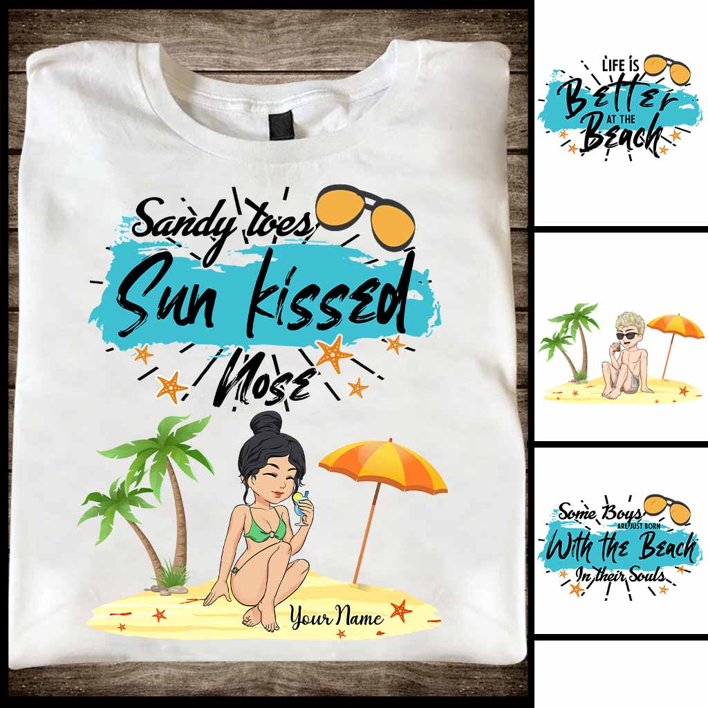 T-shirt et sweat à capuche personnalisés « Sandy Toes Sunkissed Nose » pour les amoureux de la mer