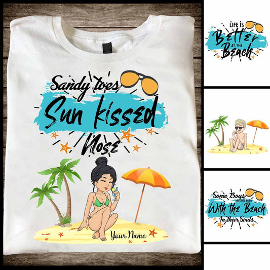 T-shirt et sweat à capuche personnalisés « Sandy Toes Sunkissed Nose » pour les amoureux de la mer