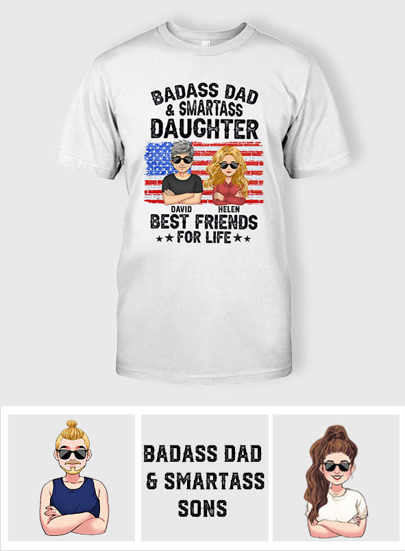 Papa badass et fille insolente, meilleurs amis pour la vie - T-shirt et sweat à capuche personnalisés pour papa