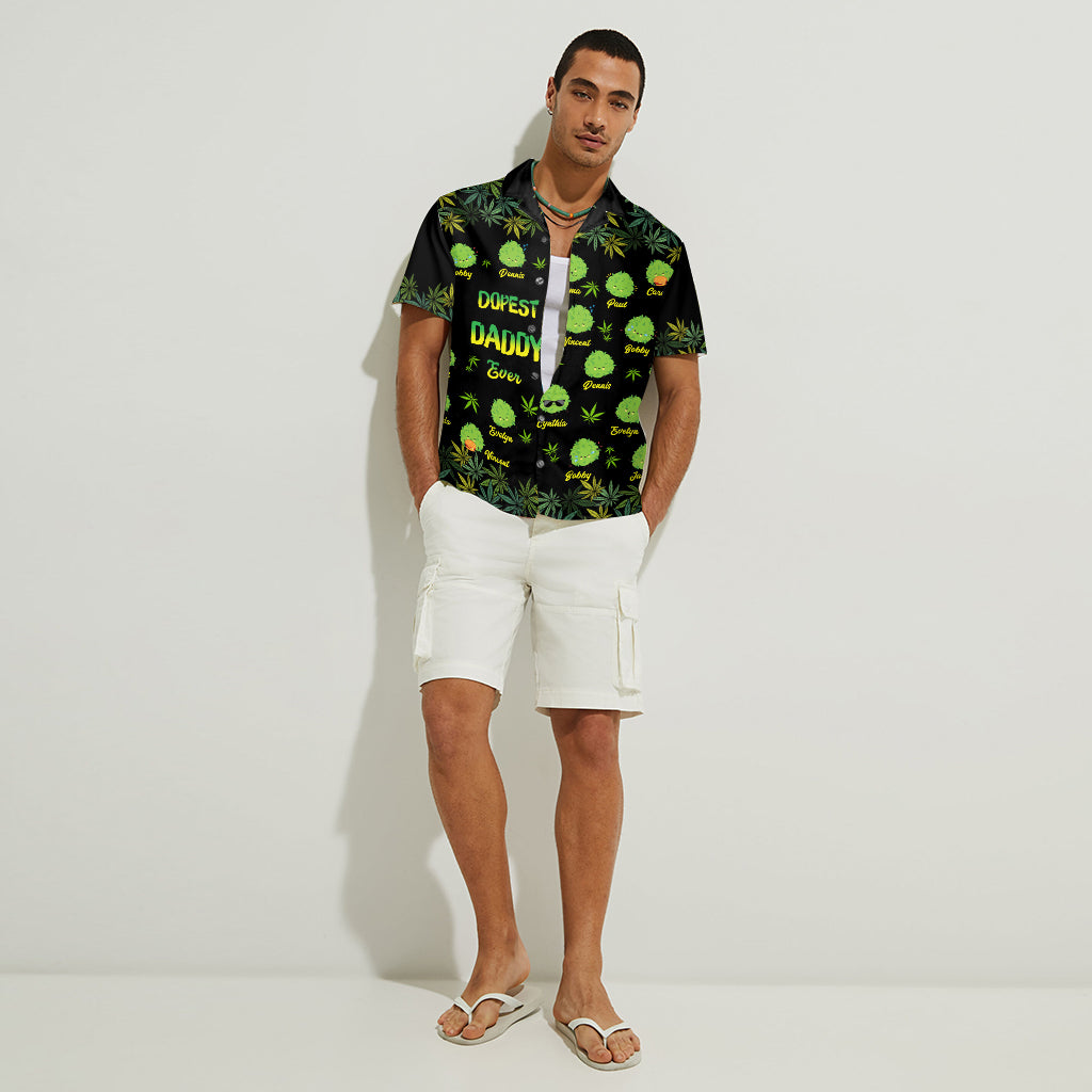 Le papa le plus cool du monde - Chemise hawaïenne personnalisée sur le thème du cannabis