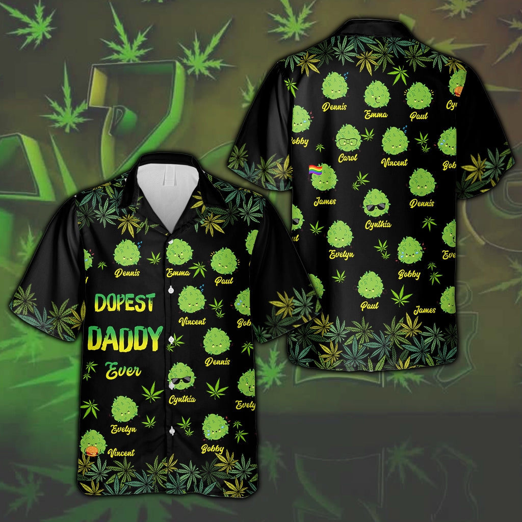 Le papa le plus cool du monde - Chemise hawaïenne personnalisée sur le thème du cannabis