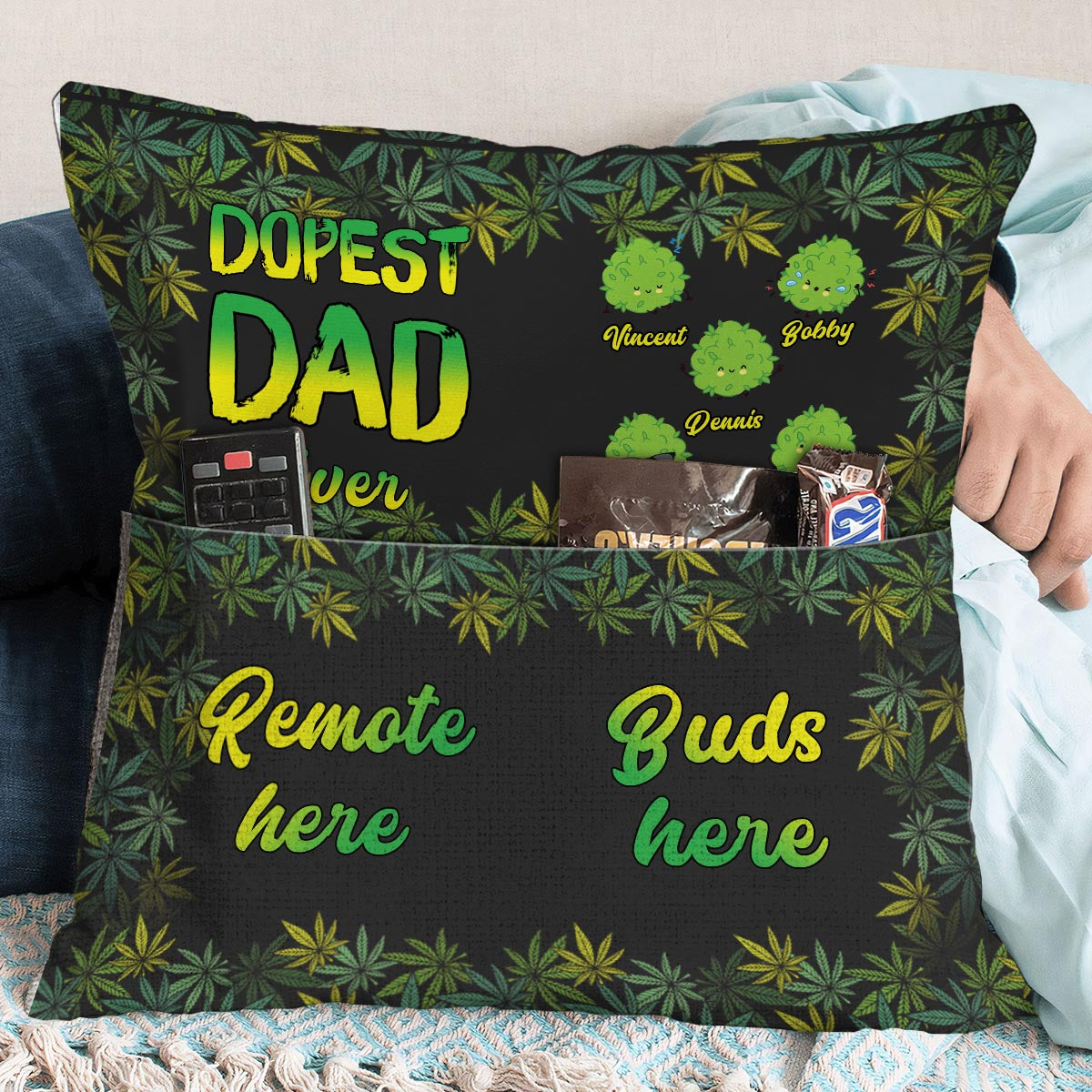 Dopest Dad Ever - Personalized Weed Pocket Pillow