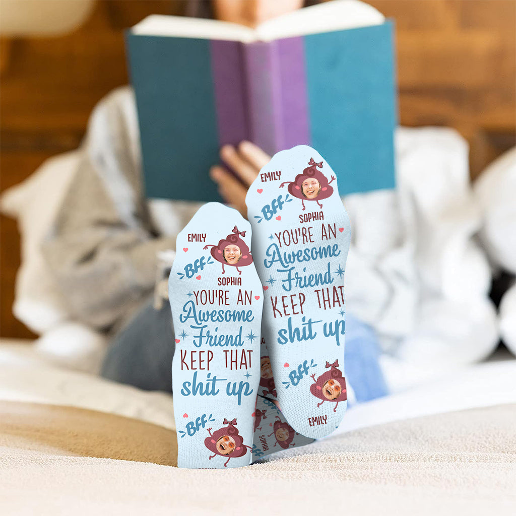 Continuez comme ça ! - Chaussettes personnalisées pour meilleure amie
