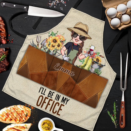 Je serai à mon bureau - Tablier de jardinage personnalisé