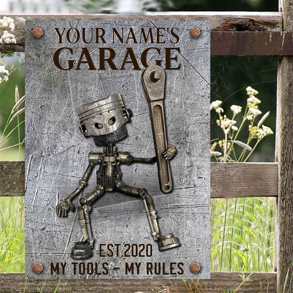My Tools My Rules - Mechanic Personalized Rectangle Metal Sign