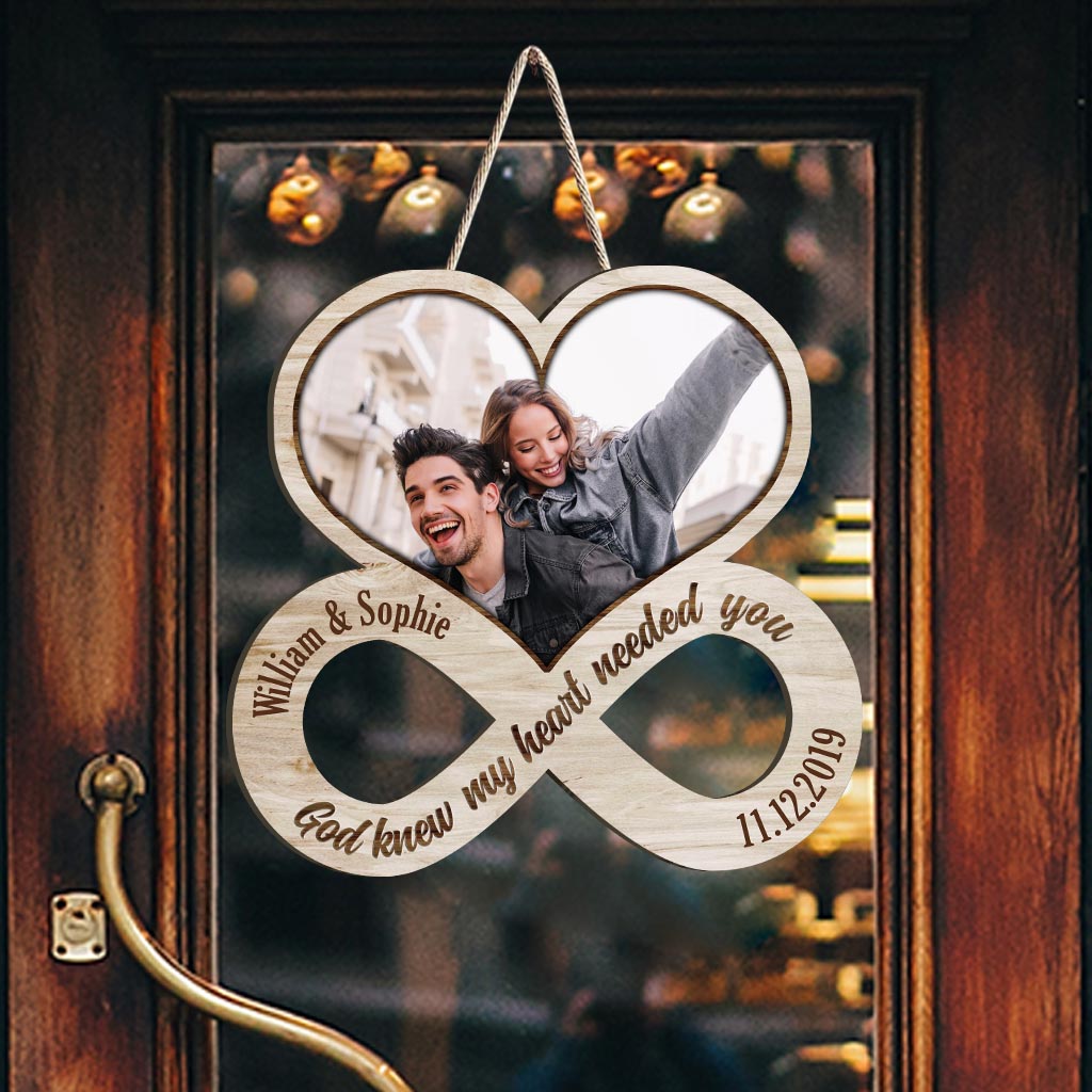 Dieu savait que mon cœur avait besoin de toi - Panneau en bois personnalisé pour couple