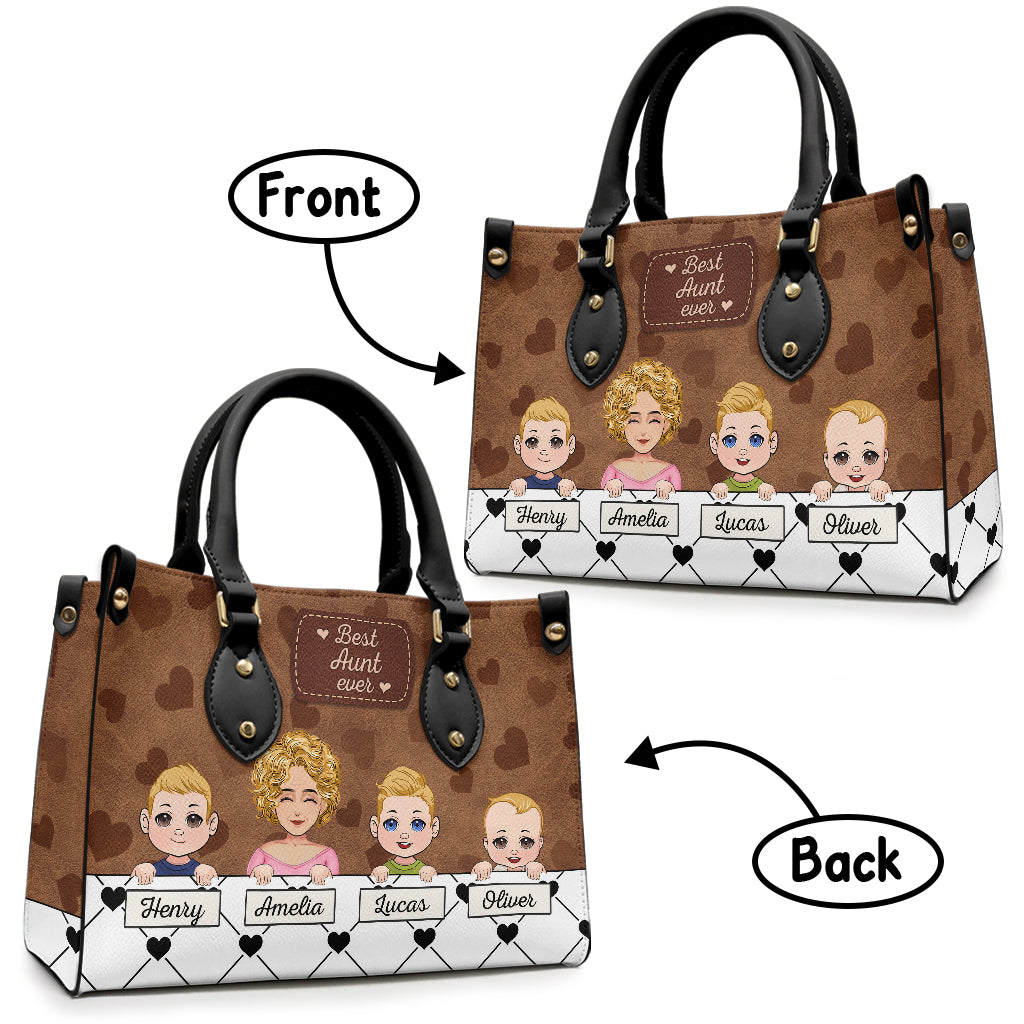 Meilleure grand-mère du monde - Cadeau pour grand-mère, maman, tante - Sac à main en cuir personnalisé