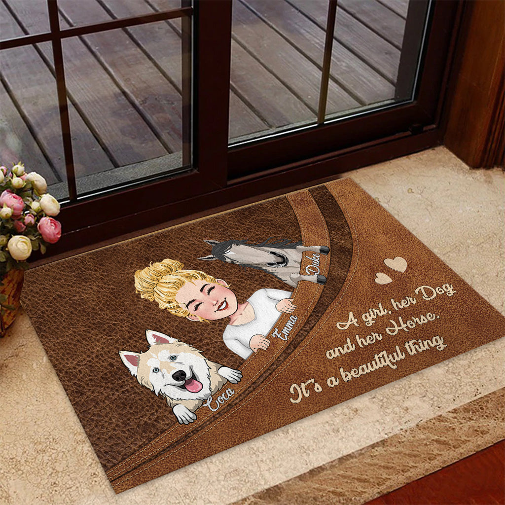 Quelle belle chose ! - Cadeau cheval pour amoureux des chiens et des chats - Paillasson personnalisé