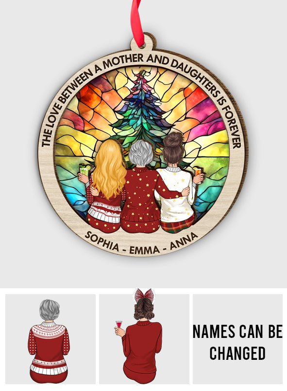 L'amour entre une mère et ses filles - Cadeau pour maman - Ornement personnalisé en deux parties