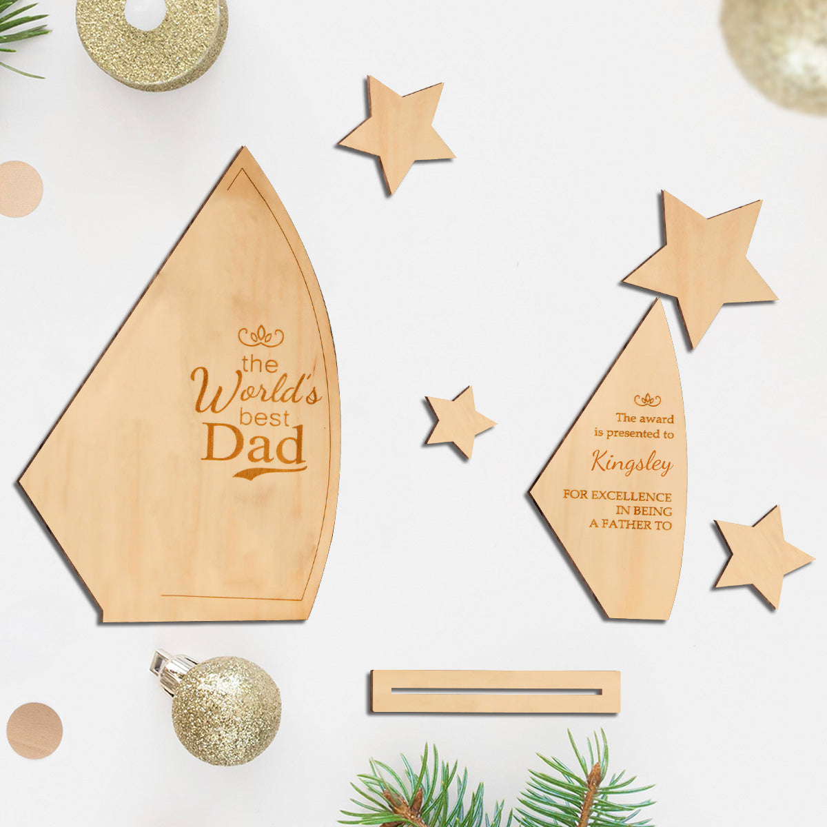 Trophée de papa - Trophée personnalisé pour papa, 3 niveaux, grand format, autoportant
