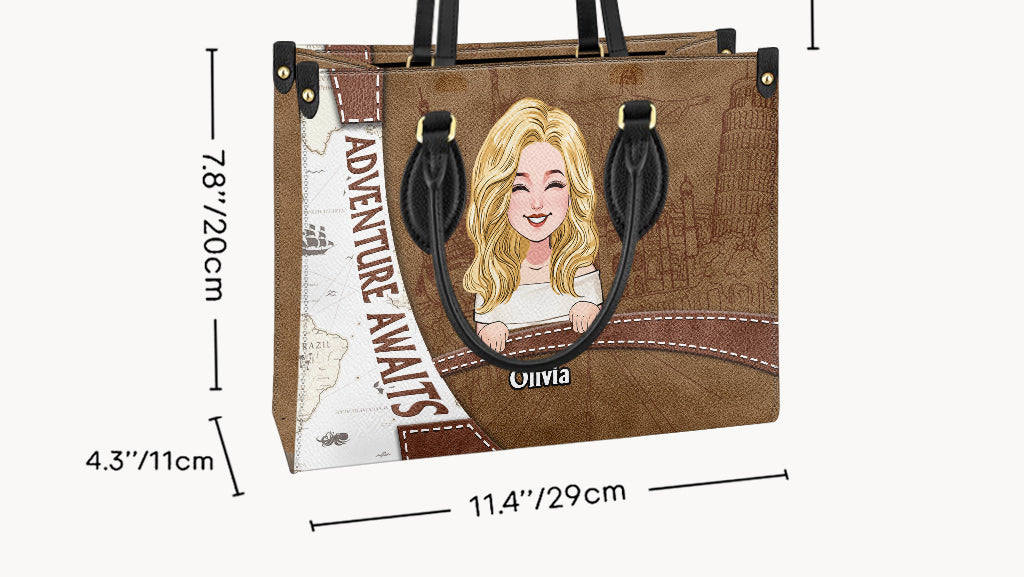 L'aventure vous attend - Sac à main de voyage personnalisé en cuir