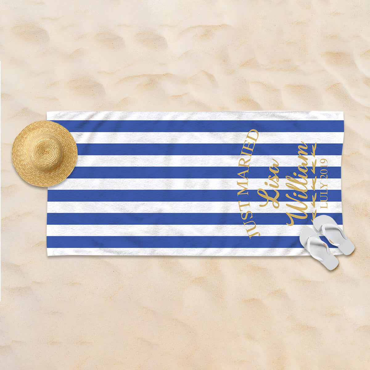 Serviette de mariage - Serviette de plage personnalisée pour couple