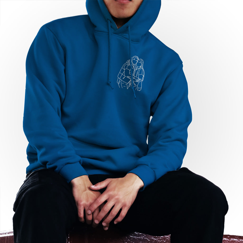 Sweat à capuche brodé personnalisé pour frères et sœurs - Illustration au trait -