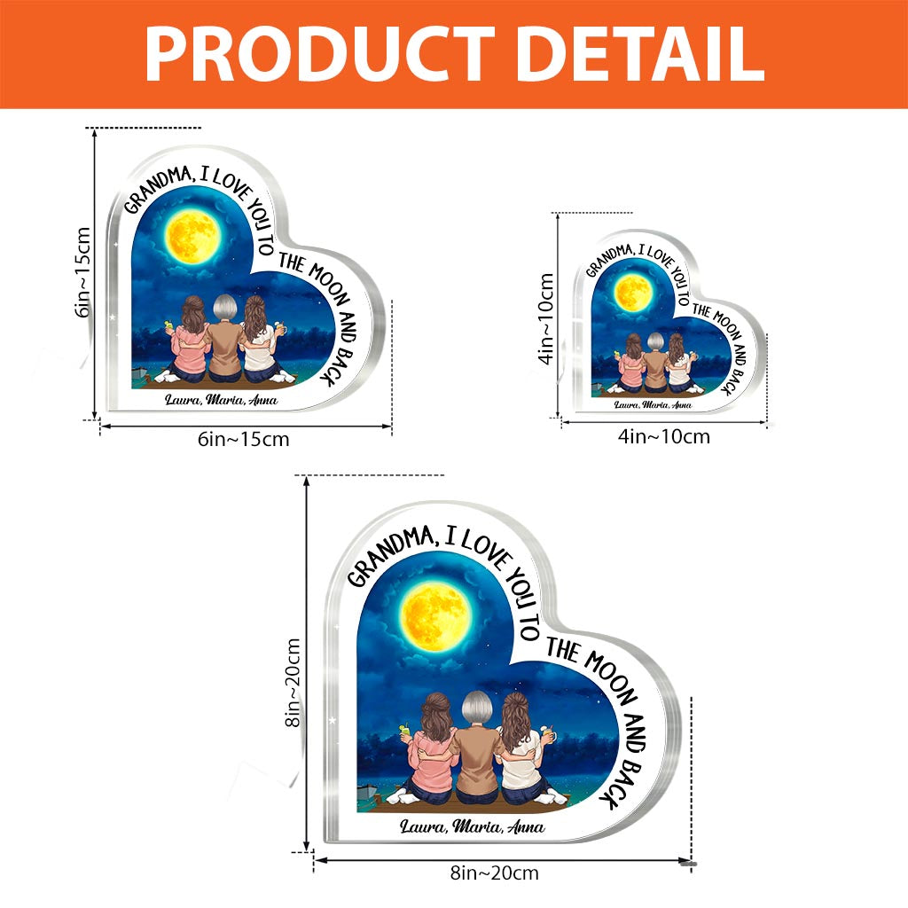 Moon And Back - Gift for mom, grandma - Personalized Custom Shaped Acrylic Plaque