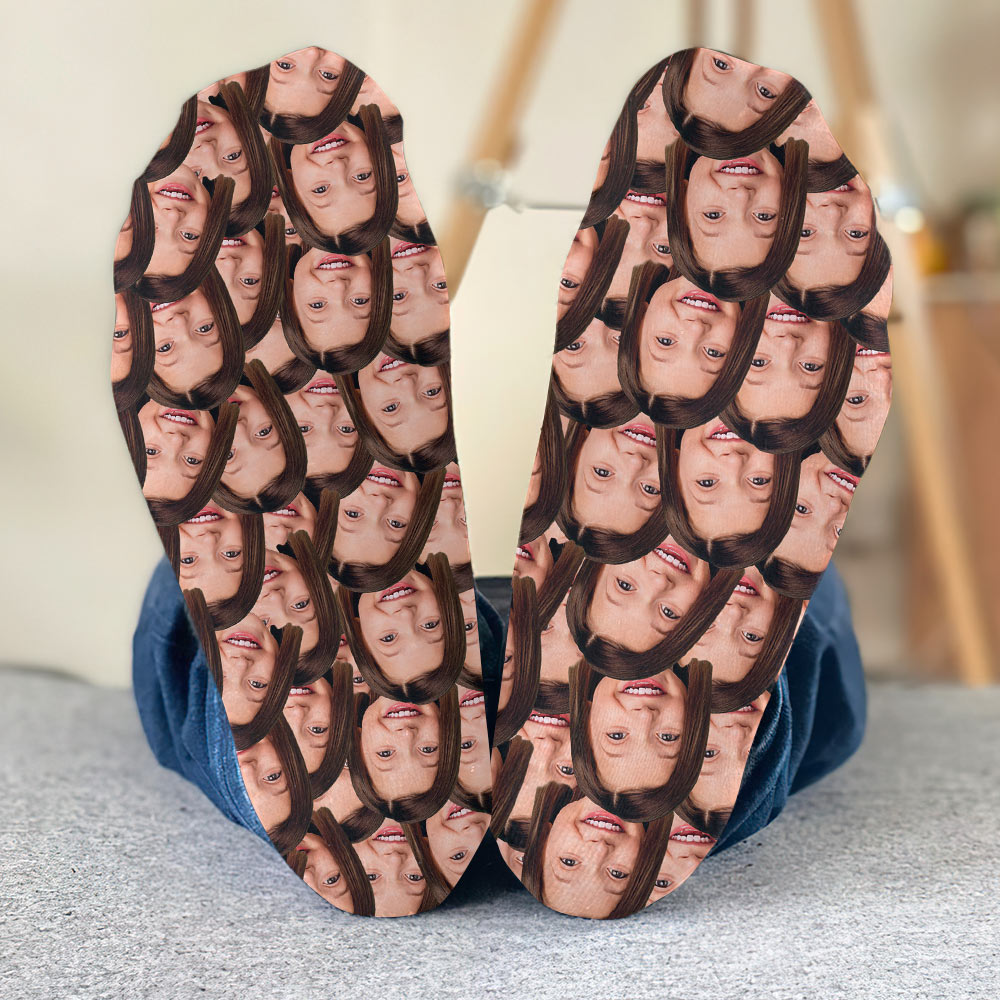 Chaussettes personnalisées pour petite-fille avec visage imprimé -