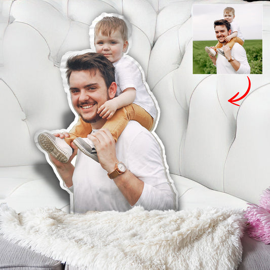 Coussin humanoïde personnalisé en forme de papa avec photo personnalisée