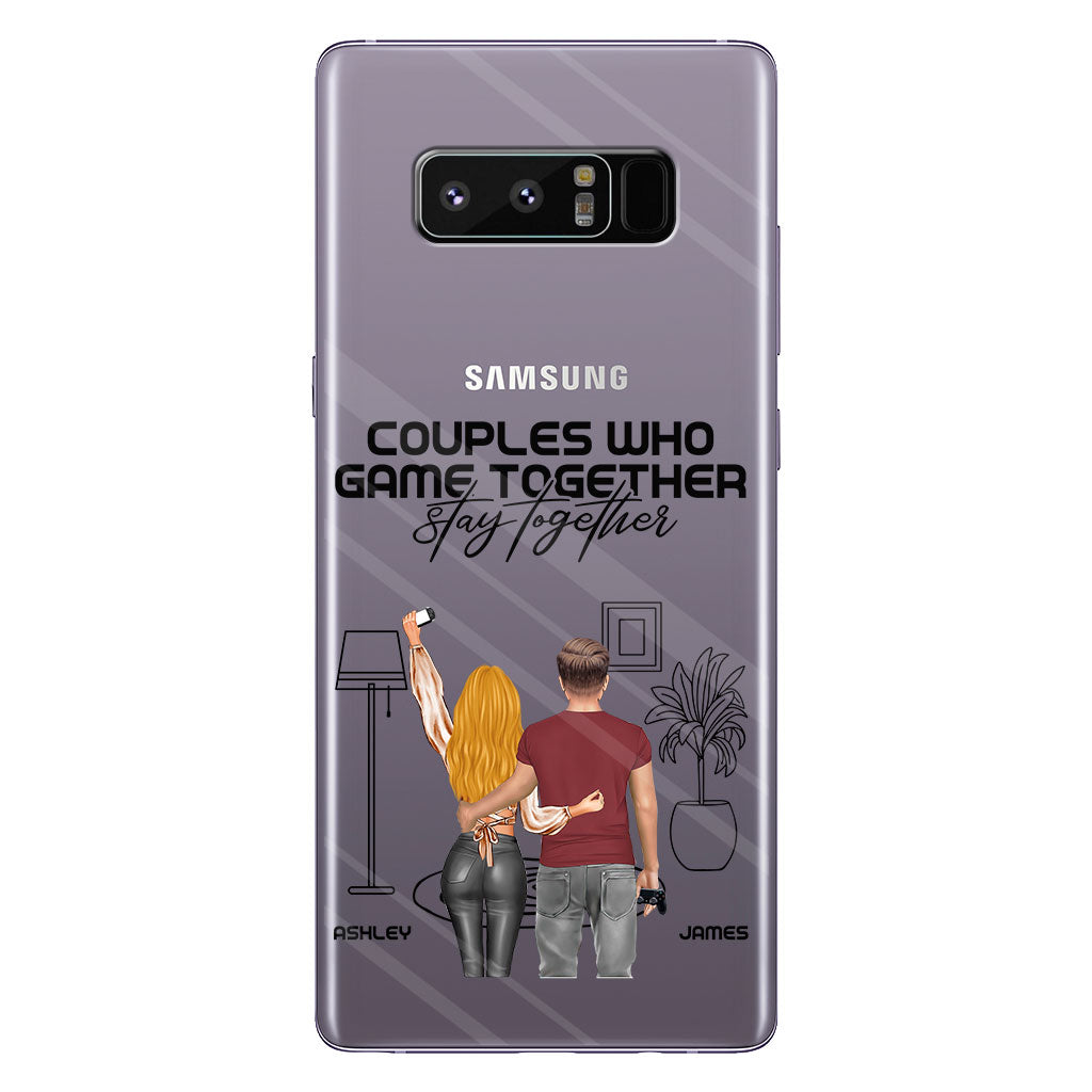 Les couples qui jouent ensemble restent ensemble - Coque de téléphone transparente personnalisée pour jeux vidéo