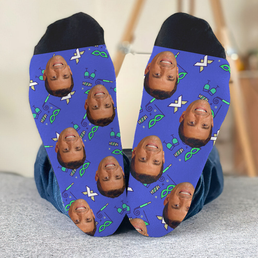 Chaussettes personnalisées pour oncle - Motifs de fête personnalisés