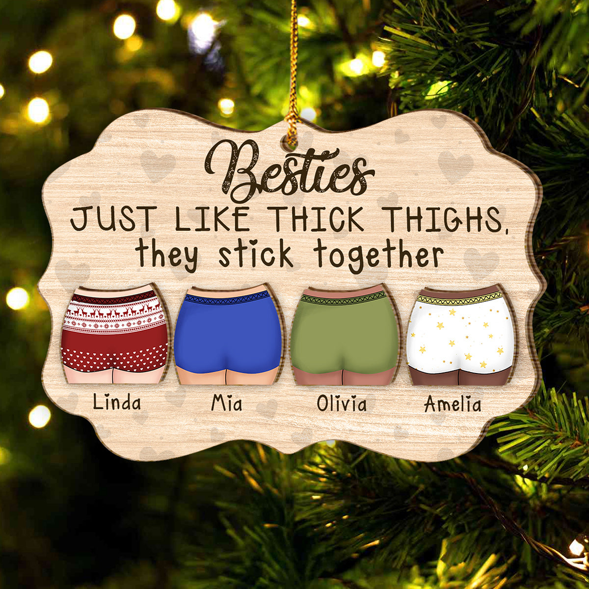 Just Like Thick Thighs - Personalized Bestie 2 Layered Piece Ornament