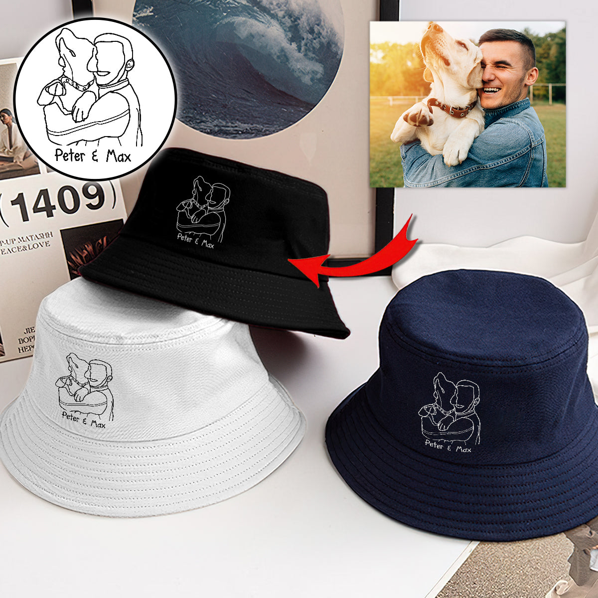 Bob brodé personnalisé avec photo pour chien