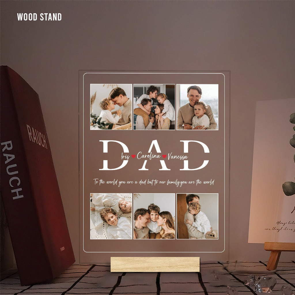 Meilleur papa du monde - Plaque acrylique transparente personnalisée pour papa