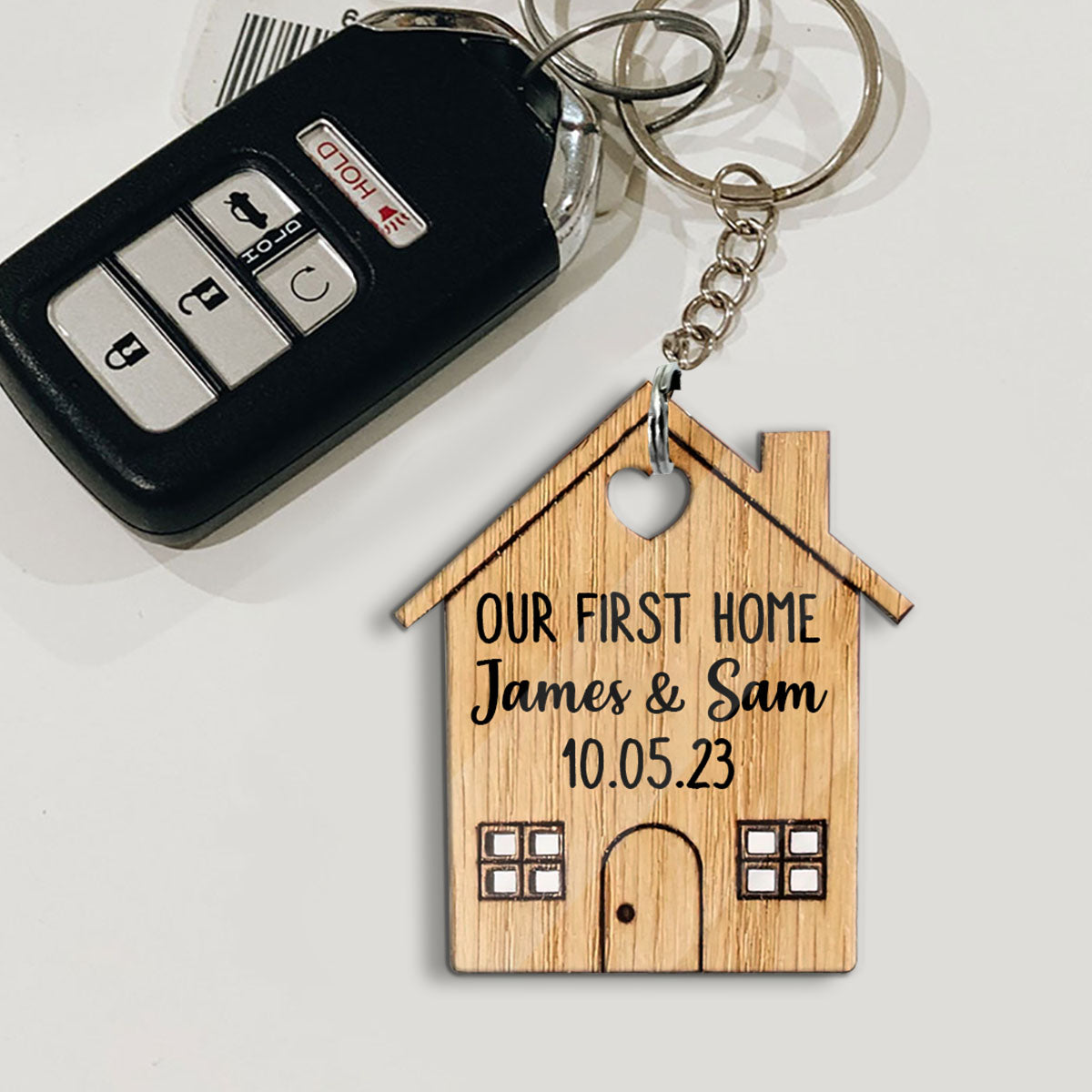 Our First Home - Personalized Housewarming Keychain
