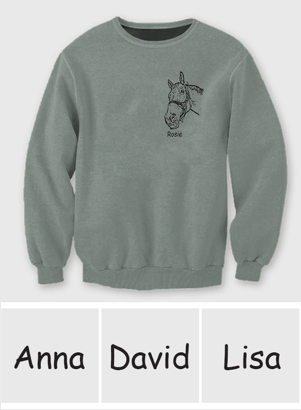 Horse Portrait - Personalized Horse Ugly Sweater