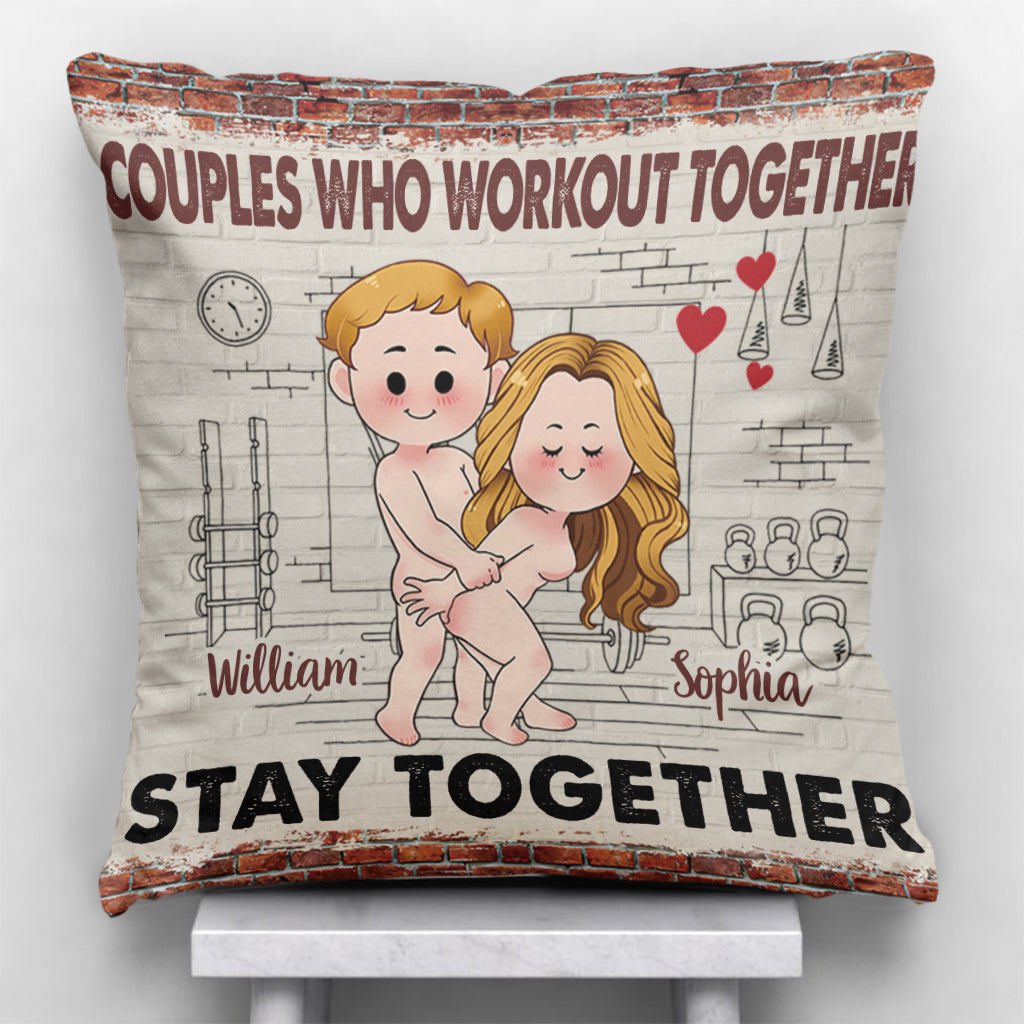 Faites du sport ensemble, restez ensemble - Coussin décoratif personnalisé pour couples