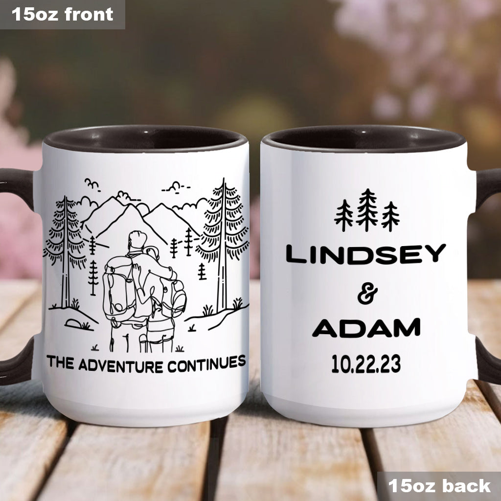 The Adventures Continues - Personalized Hiking Accent Mug