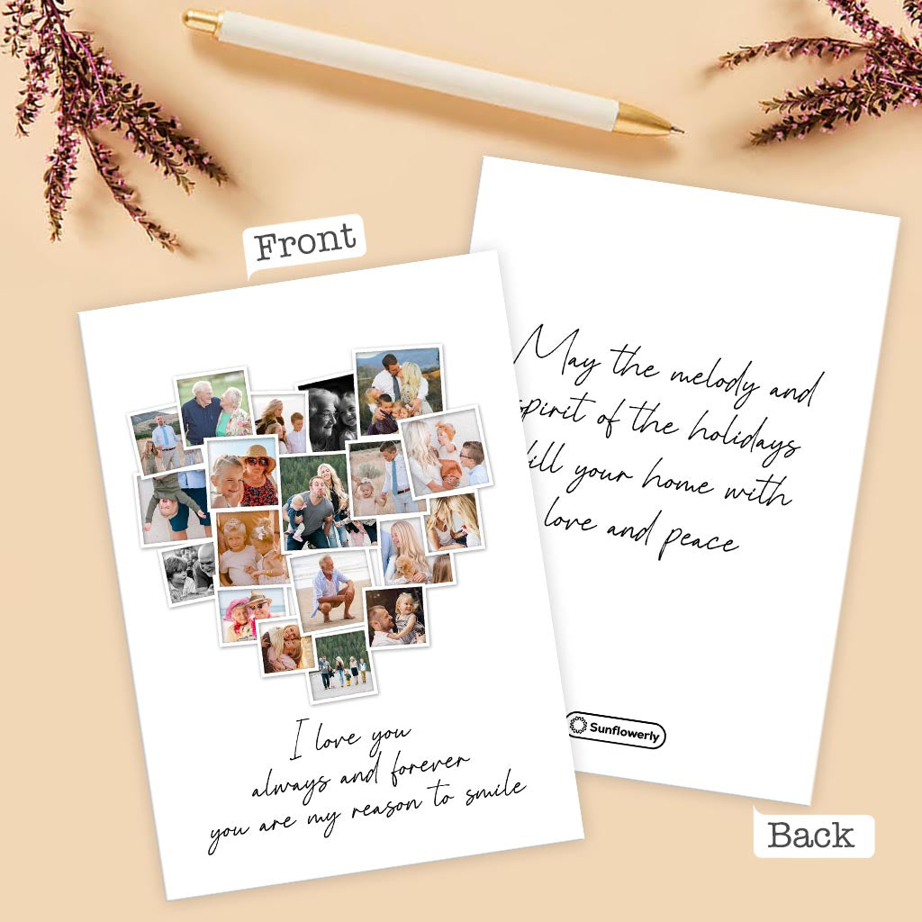 Any Message Heart Photo Upload - Personalized Greeting Card