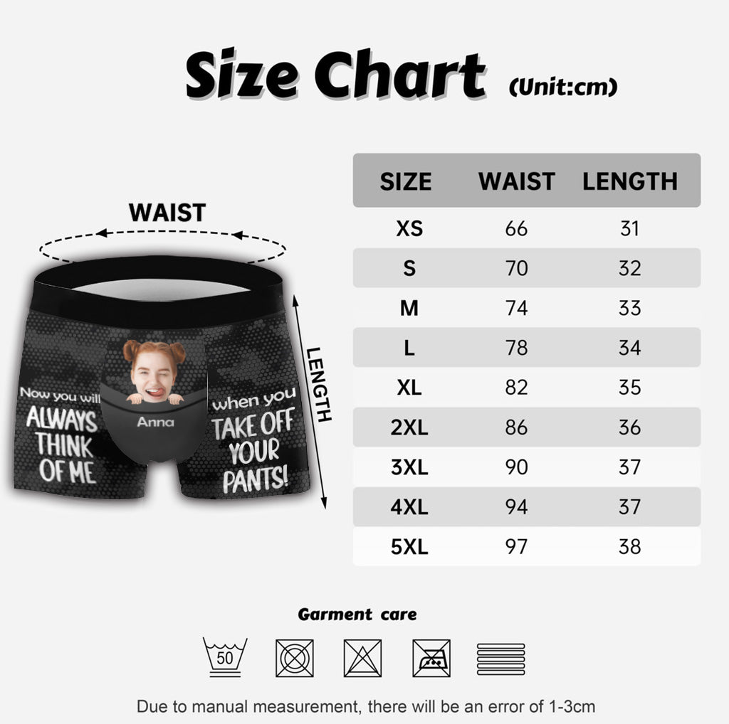 Tu penseras à moi - Boxers personnalisés pour couples d'hommes