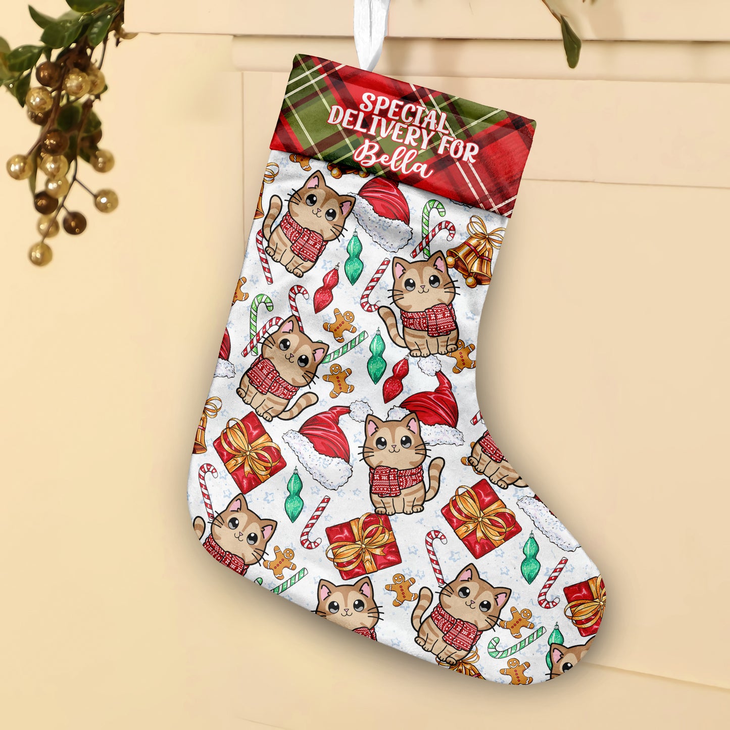 Noël Miaou - Chaussettes de Noël personnalisées pour chats