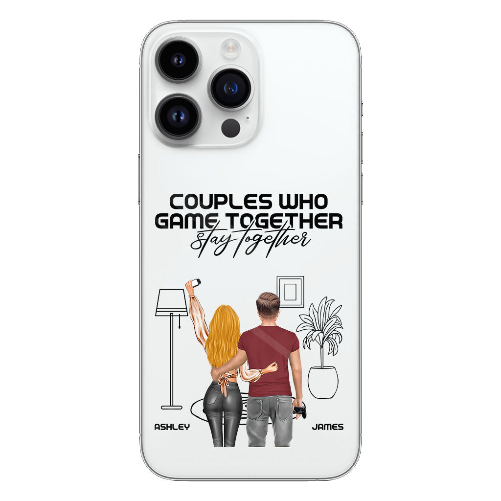 Les couples qui jouent ensemble restent ensemble - Coque de téléphone transparente personnalisée pour jeux vidéo