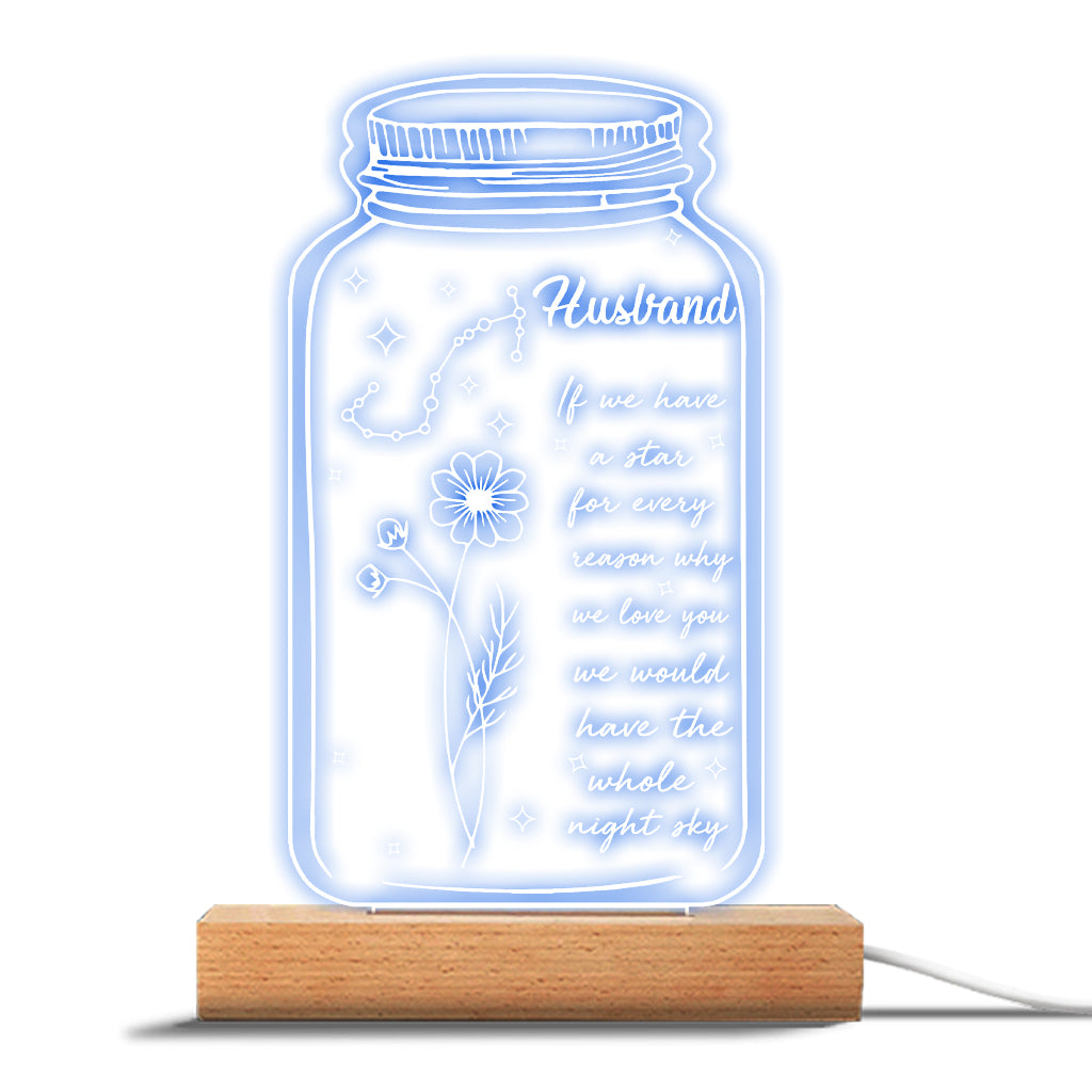 Si j'avais une étoile : Fleur de naissance et signe du zodiaque - Cadeau pour maman, grand-mère, fille, épouse, petite amie, papa, grand-père, petit ami, mari - Plaque lumineuse personnalisée