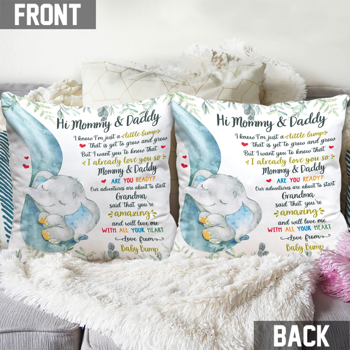 Coussin décoratif personnalisé « Amour de bébé » pour maman