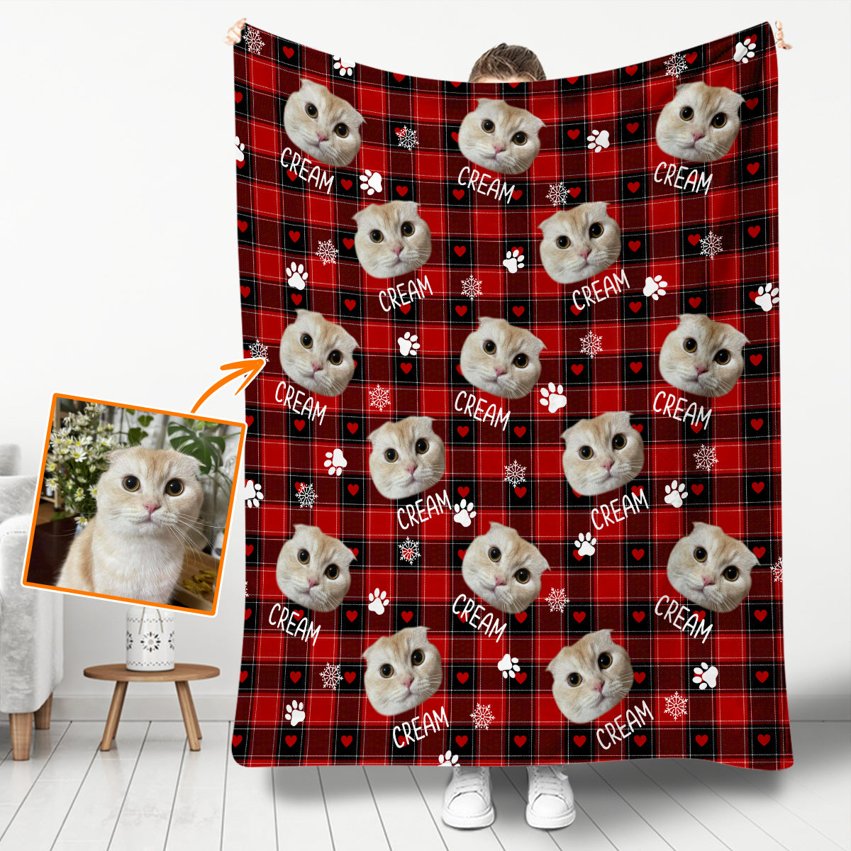 Couverture personnalisée avec photo pour animaux de compagnie - Cadeau idéal pour les amoureux des chats et des chiens - Couverture personnalisée