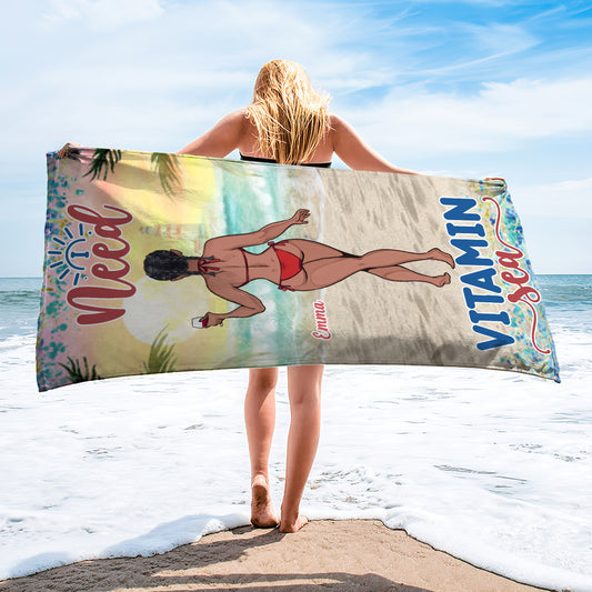 Sandy Toes Sun Kissed Nose - Sea Lover gift for friend, sister, girlfriend, wife, mom - Personalized Beach Towel