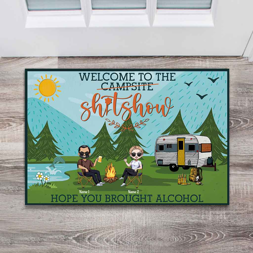 Bienvenue au bordel ! Apporté de l'alcool - Paillasson de camping personnalisé