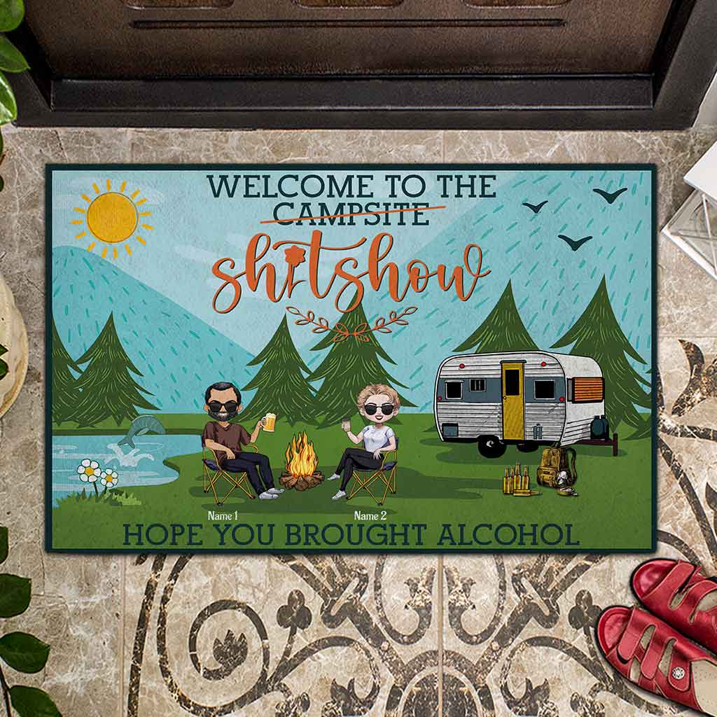 Bienvenue au bordel ! Apporté de l'alcool - Paillasson de camping personnalisé