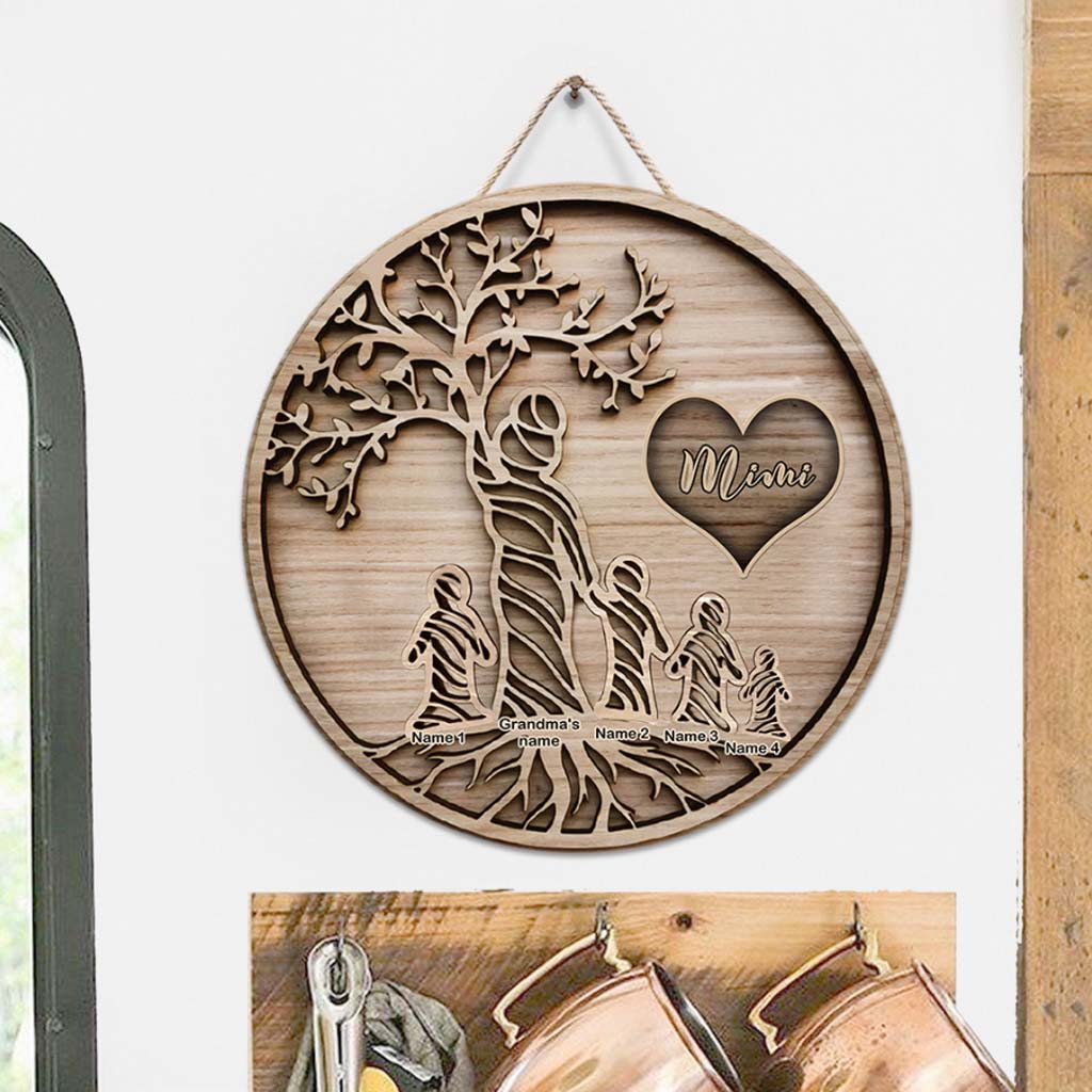 Tu es le monde - Panneau rond en bois personnalisé pour la fête des mères, avec motif 3D imprimé