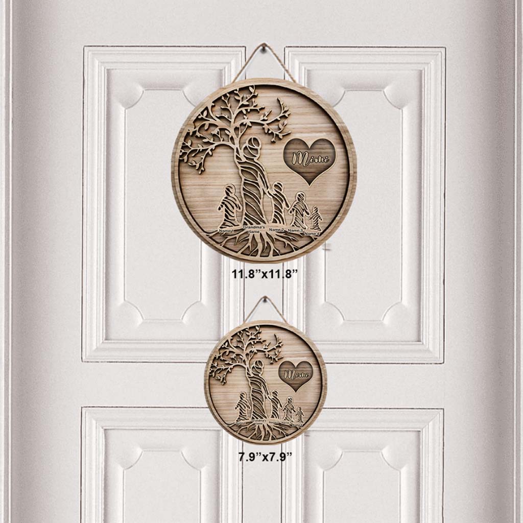 Tu es le monde - Panneau rond en bois personnalisé pour la fête des mères, avec motif 3D imprimé