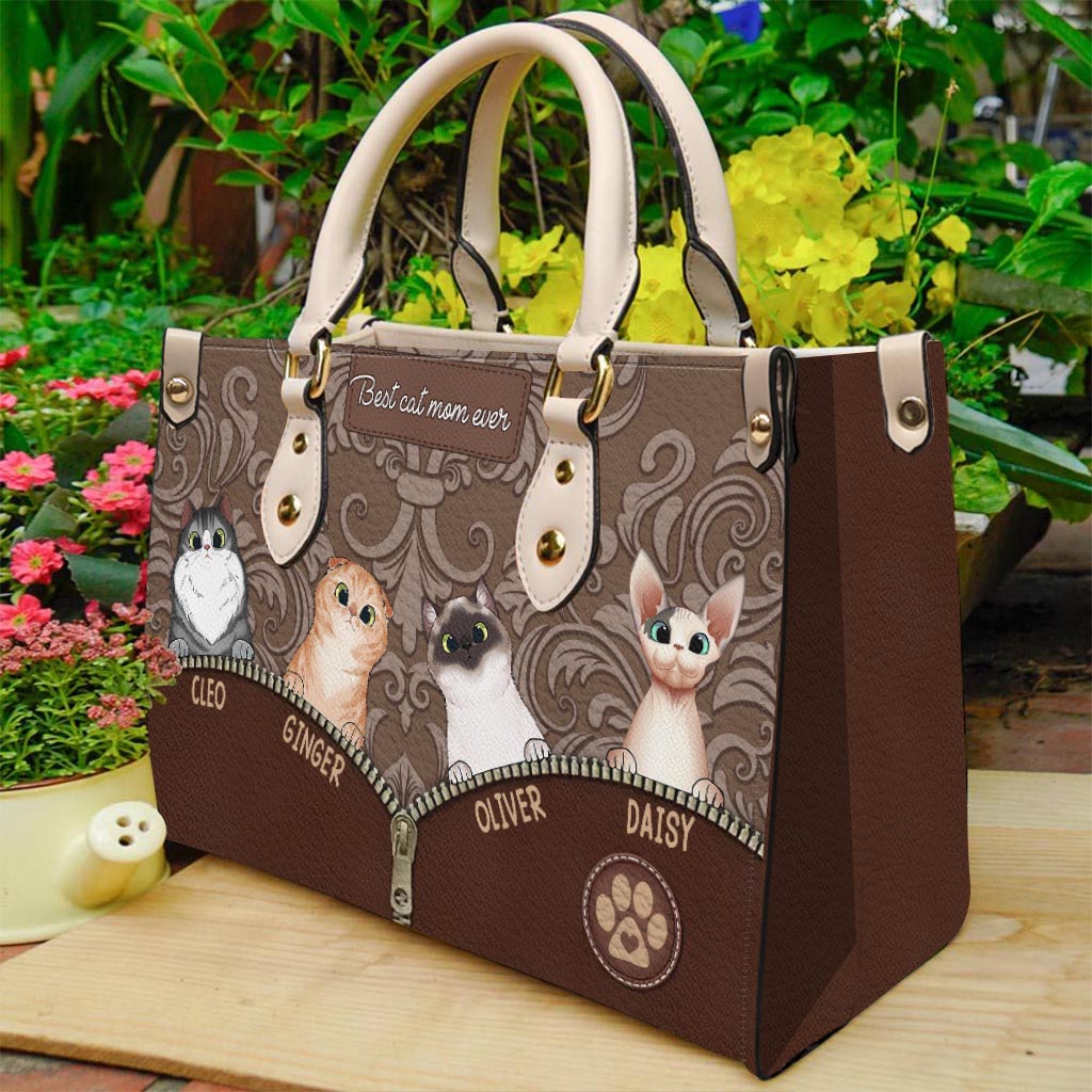 Meilleure maman de chien au monde - Cadeau pour maman, amoureuse des chiens et des chats - Sac à main en cuir personnalisé