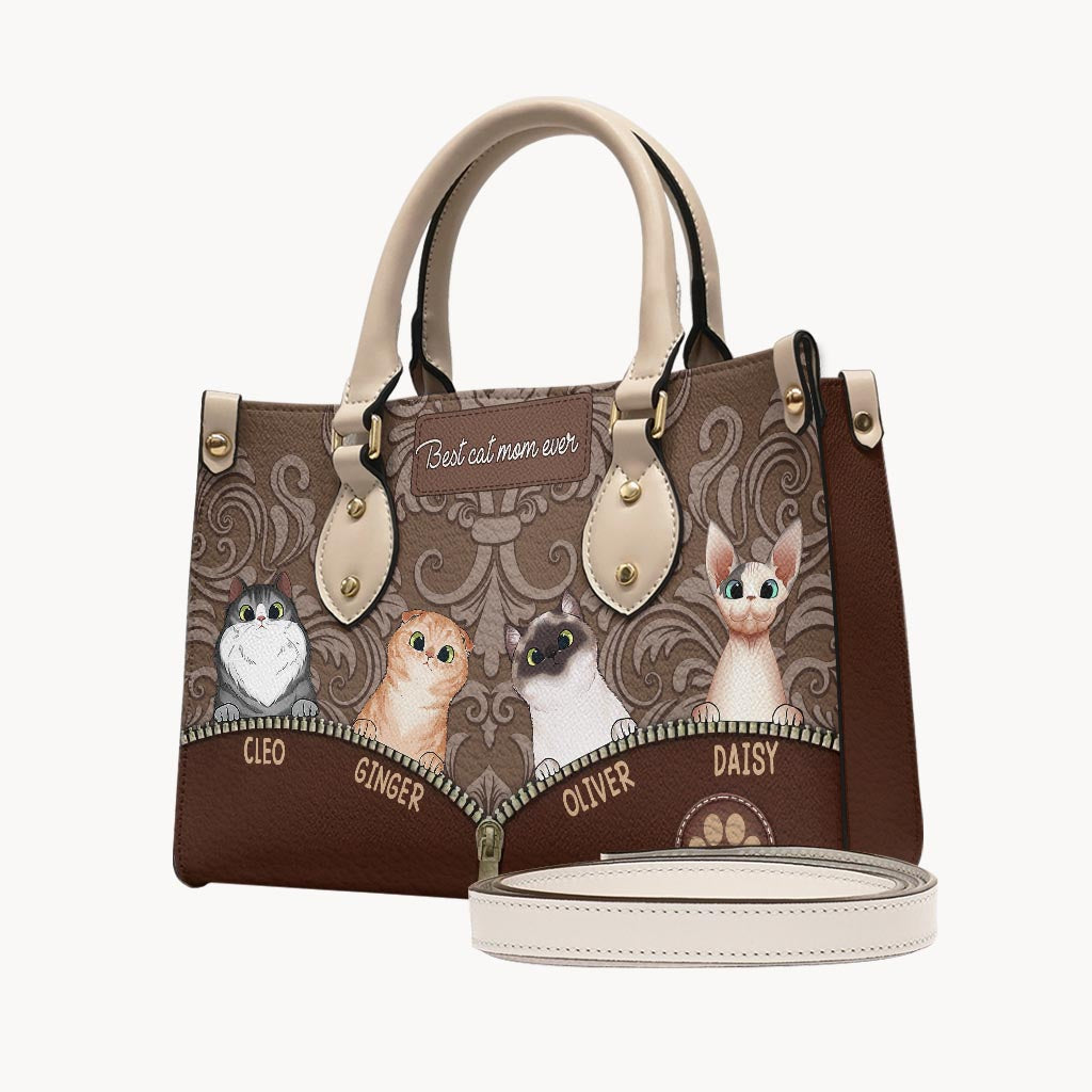 Meilleure maman de chien au monde - Cadeau pour maman, amoureuse des chiens et des chats - Sac à main en cuir personnalisé